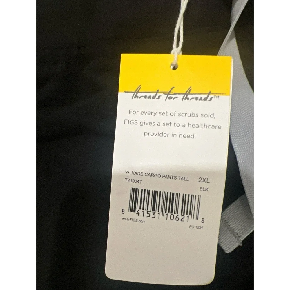 FIGS Kade Cargo‎ Scrub Pants 2XL Tall Black NWT Technical Collection